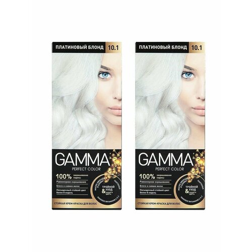 Крем-краска для волос, Свобода, Gamma Perfect color, тон 10.1 платиновый блондин, 50 мл, 2 шт крем краска для волос платиновый блондин gamma perfect color свобода тон 10 1