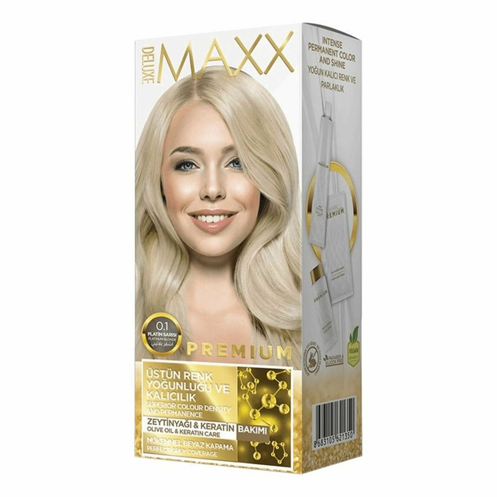 MAXX DELUXE Краска для волос Premium, тон 0.1 Платиновый блондин, 110 г