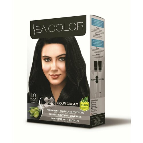 SEA COLOR Набор для окрашивания волос HAIR DYE KIT 1.0 Черный натуральный