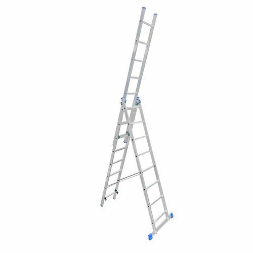 Алюминиевая трехсекционная лестница LadderBel 8 ступеней LS308 лестница сибртех 97818 3х8 ступеней алюминиевая трехсекционная