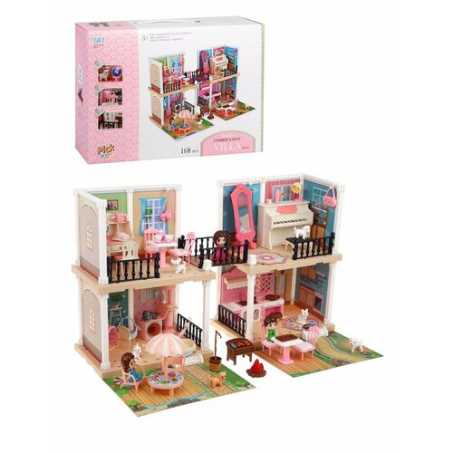 Игровой набор Кукольный домик, в компл. деталей и предметов 168шт Наша Игрушка 686-010