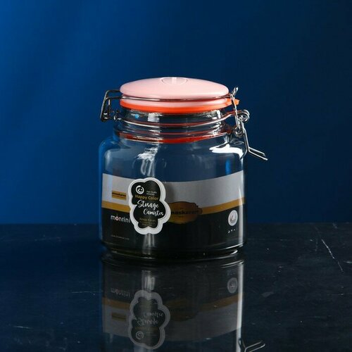 Авторское стекло Банка для сыпучих продуктов «Бейзи шефти», стеклянная, розовая крышка, 900 мл, Иран