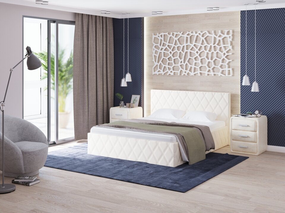 фото PROxSON Кровать Fresco (Ткань: Рогожка Savana Milk (молочный)) 200x200