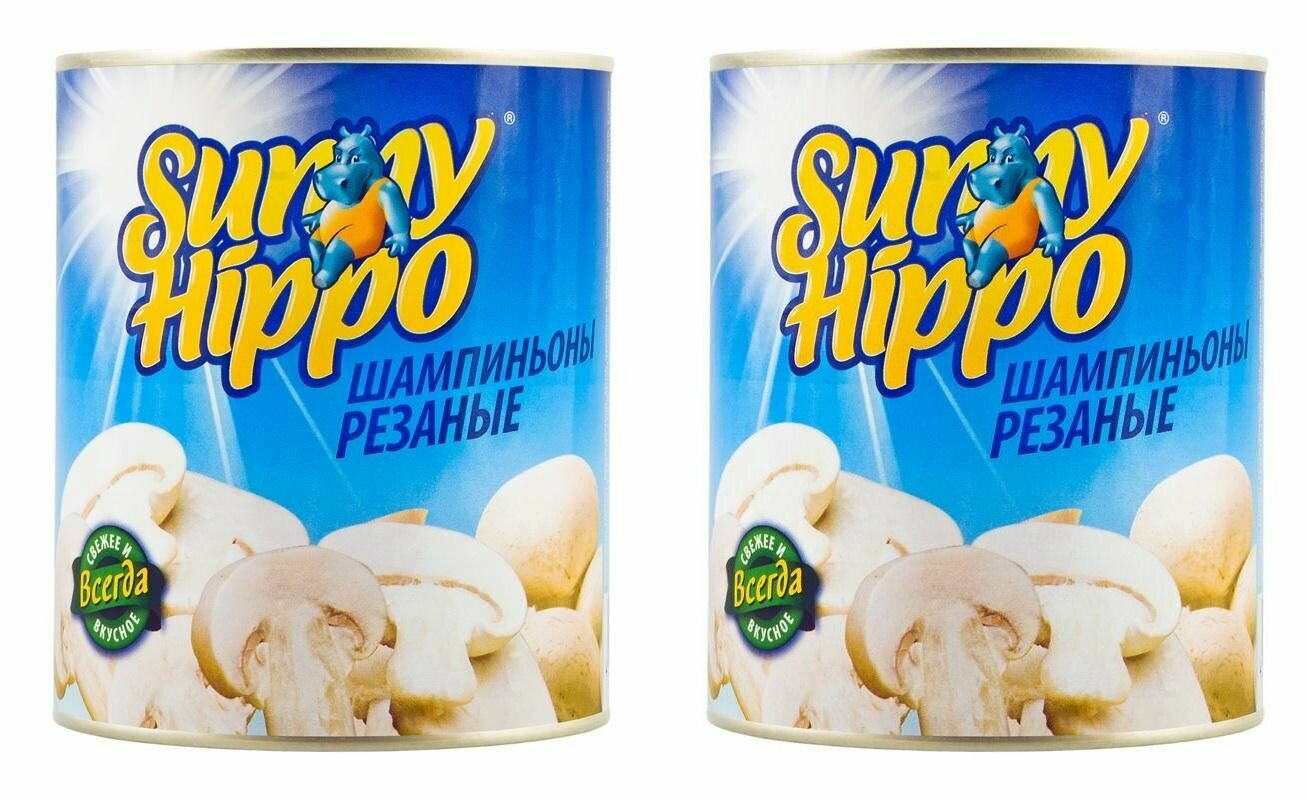 Sunny Hippo Шампиньоны резаные 425 мл, 2 шт