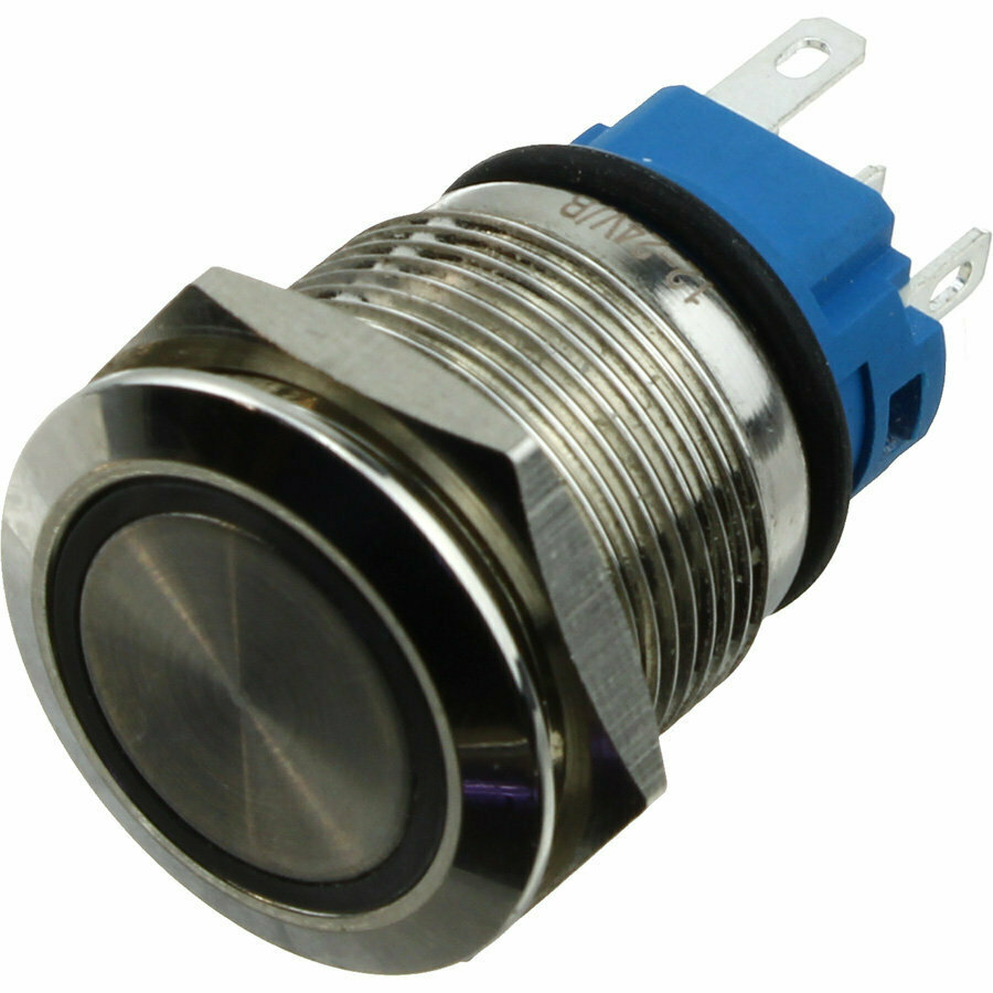 Кнопка d22мм металлическая антивандальная с подсветкой без фиксации 12V