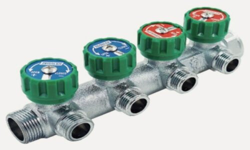 Изображение товара Коллектор регулирующий под евроконус 1" x 3/4"-4 отвода ZEISSLER ZSc.401.0604NE