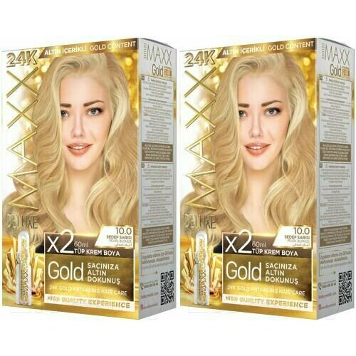 MAXX GOLD HAIR DYE KIT Набор для окрашивания волос 10.0 Жемчужный блонд, 2 шт.