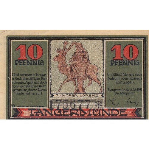 Германия (Веймарская Республика) Тангермюнде 10 пфеннигов 1921 г.