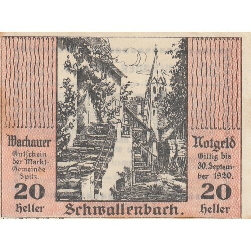Австрия, Вахау (Шпиц-ан-дер-Донау) 20 геллеров 1914-1920 гг. (Серия 2) (Вид 2) австрия вахау шпиц ан дер донау 50 геллеров 1914 1920 гг серия 1 4