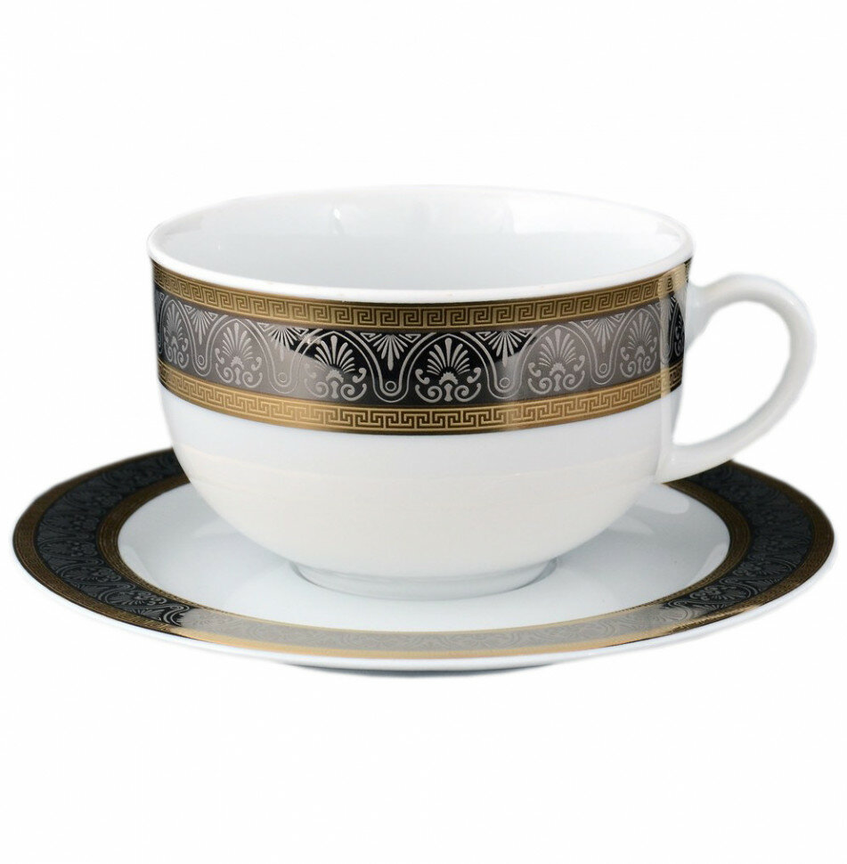 фото Чайная пара 260 мл 1 шт низкая Thun "Опал /Платина с золотом" / 235509