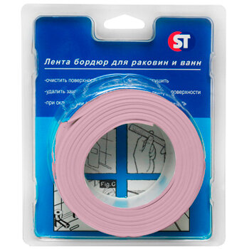 Бордюрная лента для раковины и ванны ST 60 мм (30х30 мм) цвет розовый, бордюрная лента для сантехники