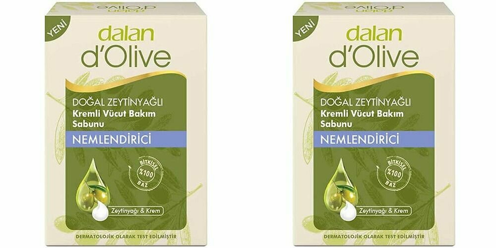 Dalan Мыло твердое оливковое d'Olive с маслом оливы и увлажняющим кремом, 100 г, 2 уп