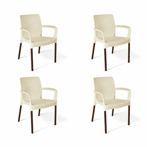 Комплект плетеных стульев Talant SHT-S68 бежевый/коричневый муар 565*500*800 (4шт)