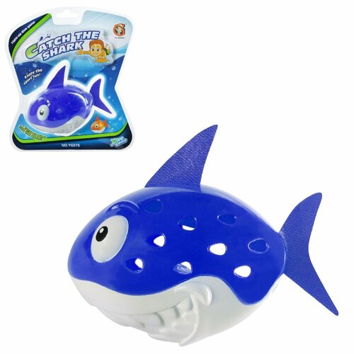 Игрушка для ванной и бассейна Junfa Поймай синюю акулу c подсветкой WB-01813/синяя