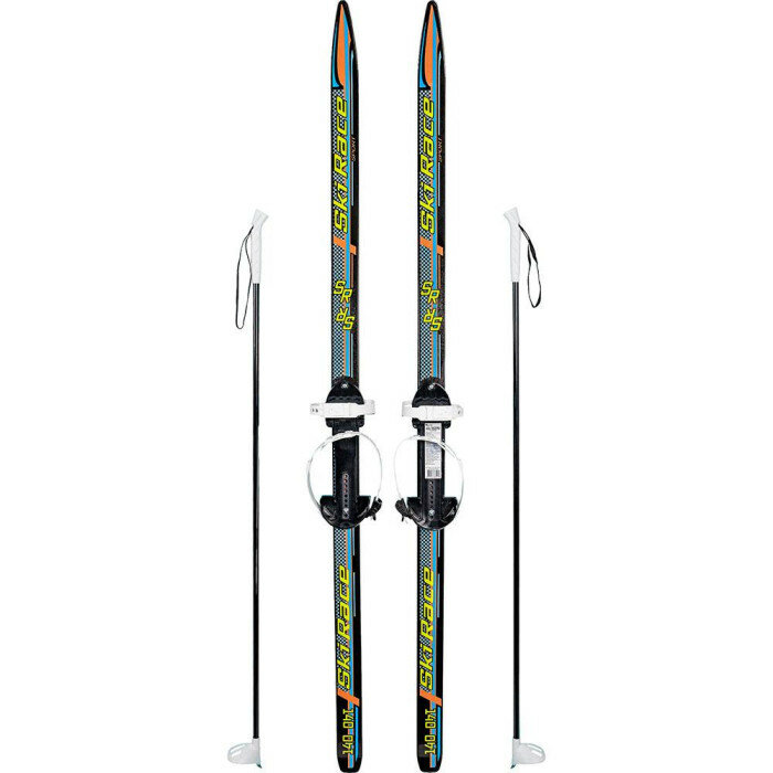 Лыжи подростковые Ski Race с палками 140 см Чёрный