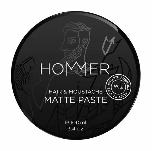 HOMMER Hair&Moustache Matte Paste Паста для укладки волос и усов матовая муж, 100 мл