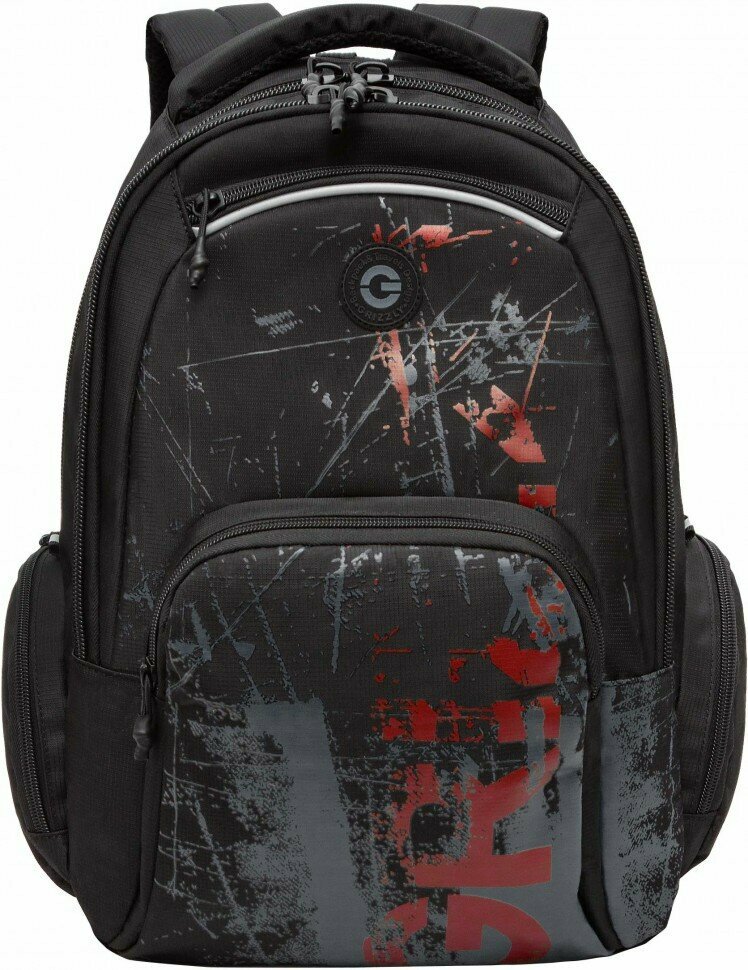 Рюкзак Grizzly RU-333-1/4 темно-серый - красный