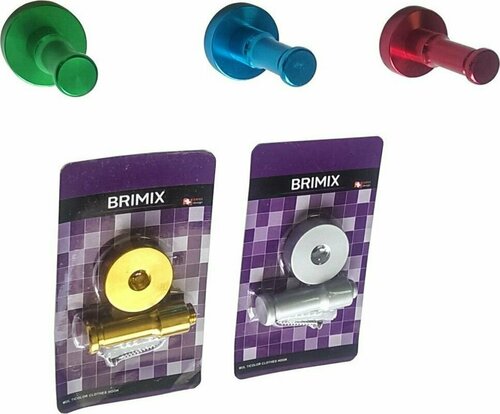 BRIMIX - Комплект одинарных , разноцветных крючков - столбики , в коробочке 5 штук 583