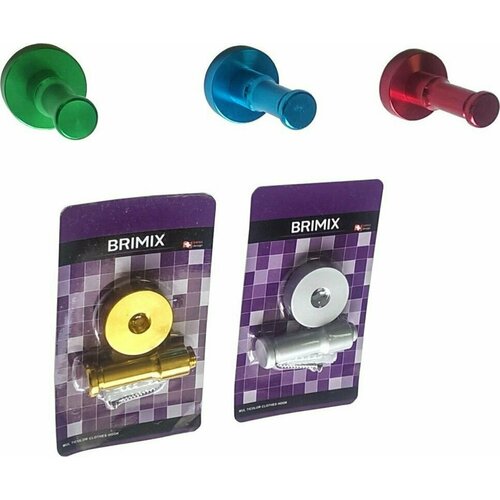 BRIMIX - Комплект одинарных , разноцветных крючков - столбики , в коробочке 5 штук