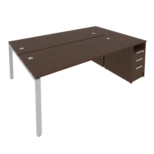 Бенч-система на 2 рабочих места с опорной тумбой Metal system Б. РС-СТП-2.5 Венге 2212х1475х750