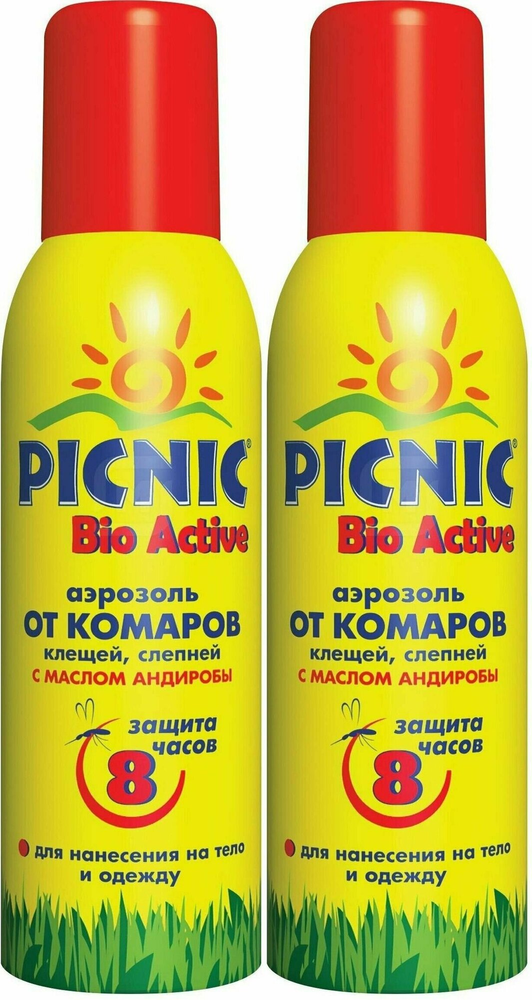 Аэрозоль от комаров и клещей, Picnic, Bio Active, с маслом андиробы, 125 мл, 2 шт