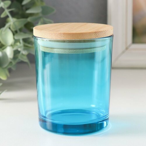 SUI Банка для свечей стекло с крышкой Голубой градиент 220 мл 7х7х84 см 540₽