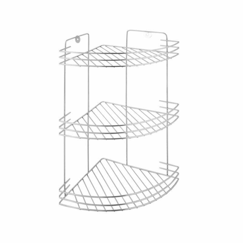 Полка для ванной комнаты трёхъярусная угловая металл