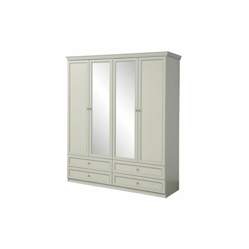 Шкаф комбинированный Эльмира 40.01, белый/белая кожа патина