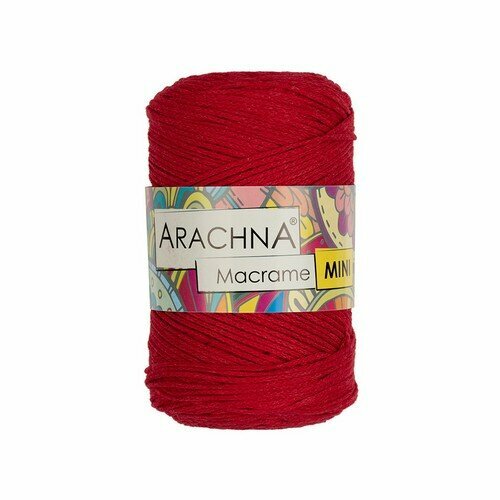 Пряжа ARACHNA Macrame MINI 80% хлопок, 20% полиэстер 4 шт. х 250 г 200 м цв. №08 красный (Macrame MINI-№08 красный)