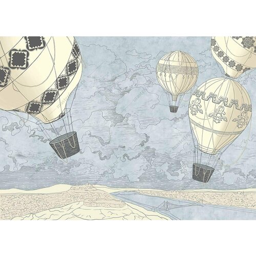 Фотообои Воздушные шары на голубом фоне 275x384 (ВхШ), бесшовные, флизелиновые, MasterFresok арт 12-1439