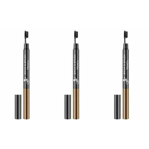 FFleur Карандаш для бровей BR-152 с щеточкой Brow+Brush Pencil, Medium, 0.3 г, 3 шт