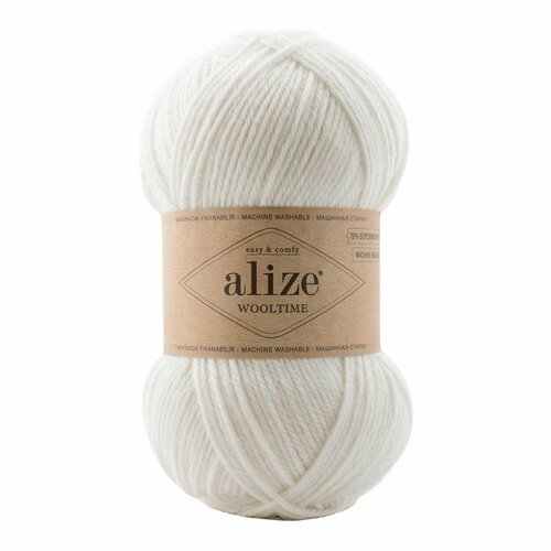 Пряжа Wooltime, Alize, белый - 55, 75% SW шерсть, 25% полиамид, 5 мотков, 100 г, 200 м.