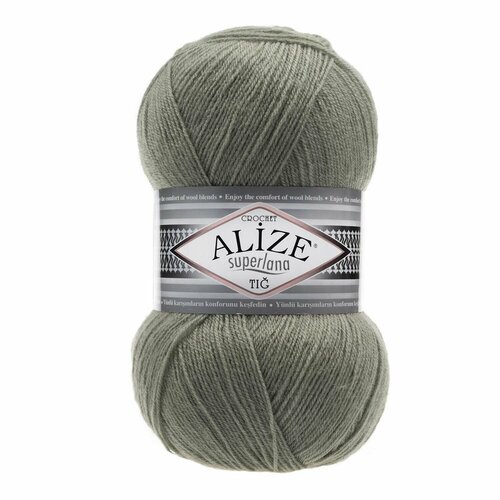 Пряжа ALIZE SUPERLANA TIG (ALIZE), зеленый миндаль 138, 25% шерсть, 75% акрил, 5 мотков, 100 г, 570 м.