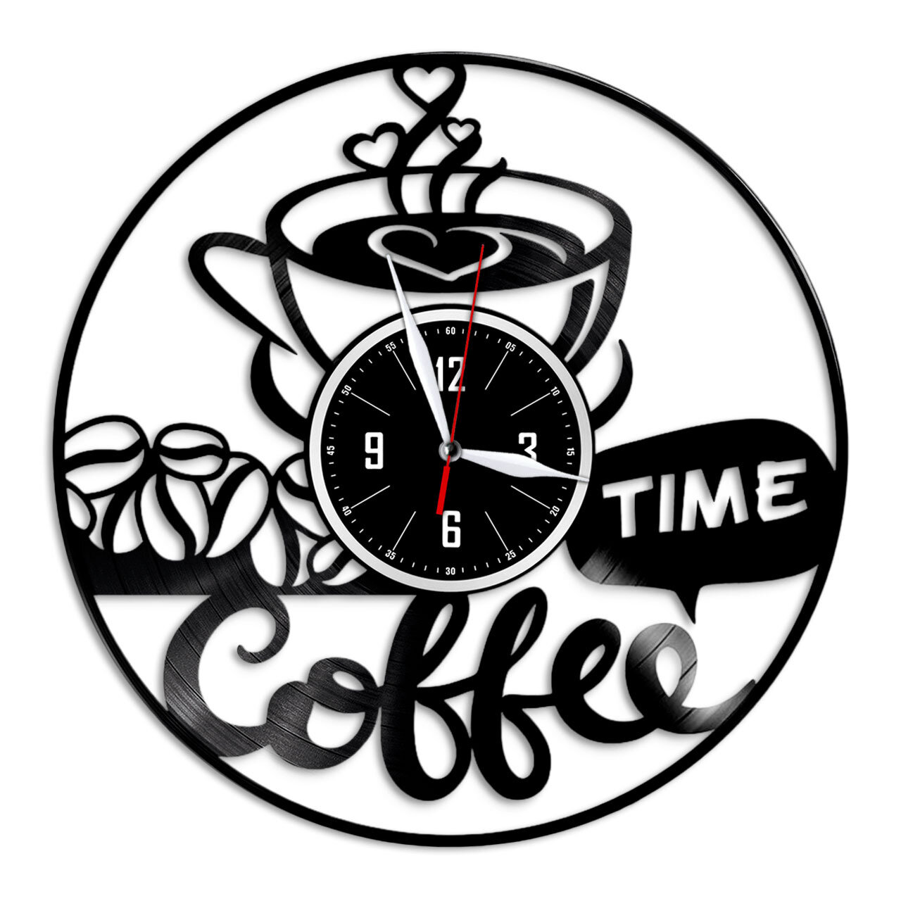 Время кофе - настенные часы из виниловой пластинки