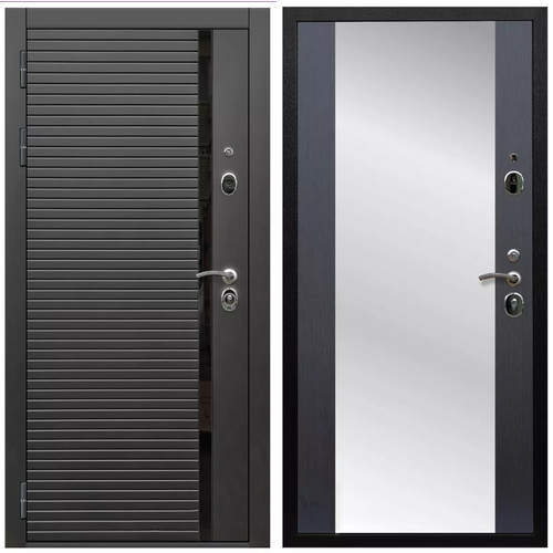 Дверь входная Армада Черная шагрень ФЛС-550/ СБ-16 Венге МДФ панель 16 мм с зеркалом входная металлическая дверь рекс премиум 246 с зеркалом сб 16 венге венге