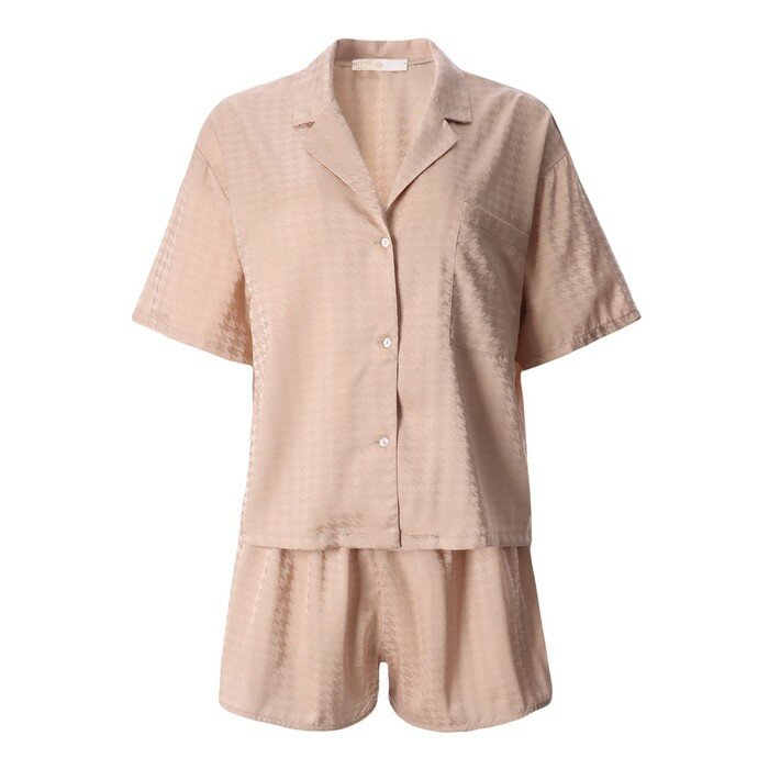 Пижама женская (рубашка и шорты) Kaftan Silk, р.40-42, бежевый Kaftan 9663863 - фотография № 7