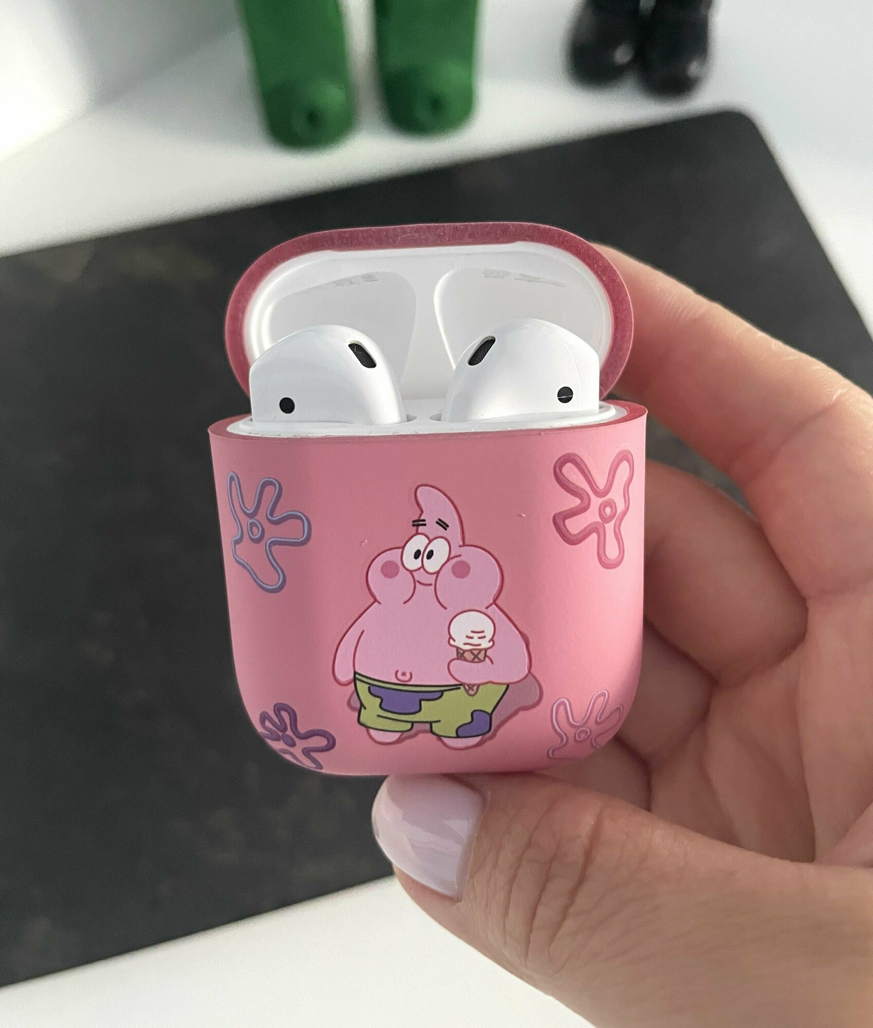 Чехол для наушников AirPods 1/2, Sponge&Square, Patrick, розовый