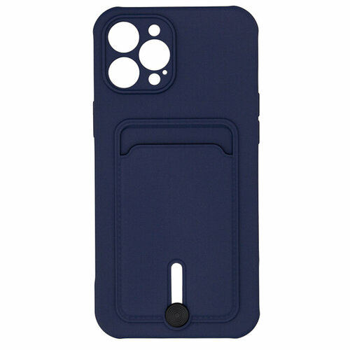 Чехол для iPhone 12 Pro Max с отделением для карт Button Card Case темно-синий