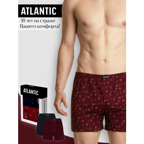 фото Трусы atlantic, 2 шт., размер xxl, красный, черный, бордовый