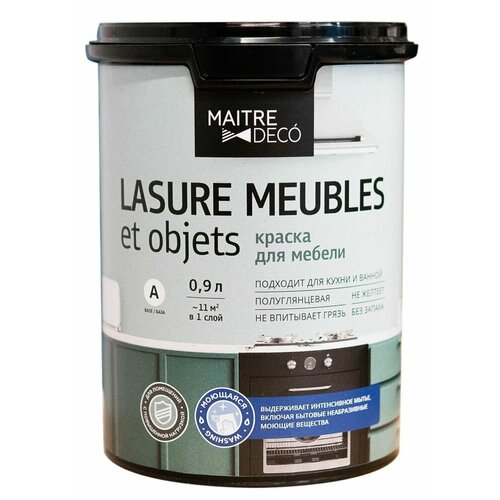 Краска для мебели Maitre Deco Lasure 0.9 л цвет белый