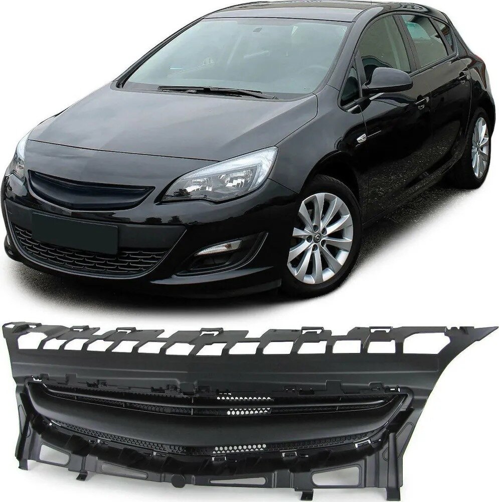 Решетка радиатора Opel Astra J хетчбэк седан 2011-2015 тюнинг черная без значка