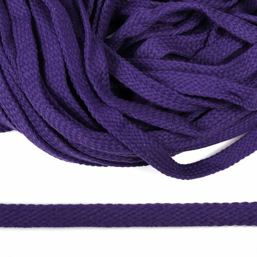 Шнур TBY плоский, хлопок, 12 мм, турецкое плетение, цвет 027, фиолетовый, 50 м (001-10707)