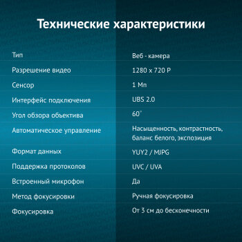 Веб-камера Оклик OK-C015HD, черный Oklick - фото №12