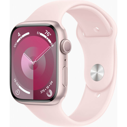 Apple Смарт-часы Apple Watch Series 9 A2980 45мм корп. розовый Sport Band рем. светло-розовый разм. брасл: S/M (MR9G3ZP/A)