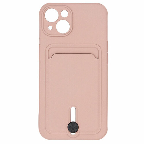 Чехол для iPhone 13 с отделением для карт Button Card Case пудровый