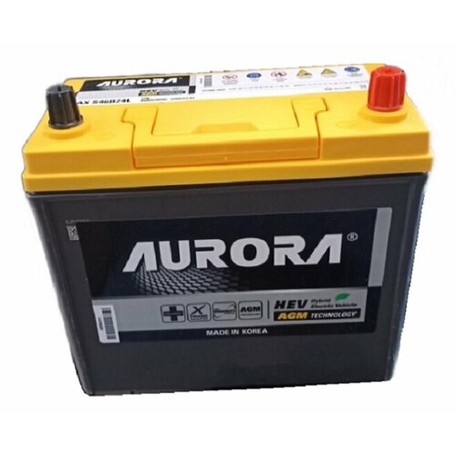 Аккумулятор автомобильный Aurora AGM S46B24L 45 А/ч 370 А обр. пол. тонк. кл. Азия авто (236x124x224)