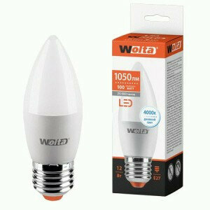 Светодиодная LED лампа WOLTA лампа Свеча C37 E27 12W (1050lm) 4000K 4K 25SC12E27 120x38x38 (упаковка 12 штук)