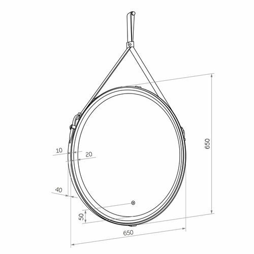 Зеркало с сенсорной подсветкой 65 см на ремне коричневом Continent Amarante Brown