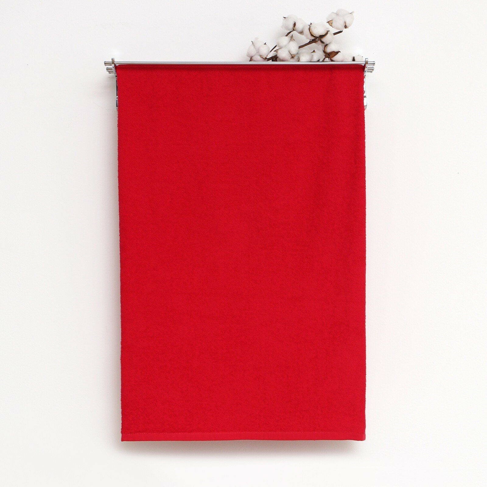фото Полотенце махровое 70х130см, красный, 360г/м, 100% хлопок