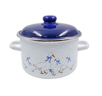 фото Кастрюля 3,0 л с рис. Гуси цил. бел. с обод. 6RD181M